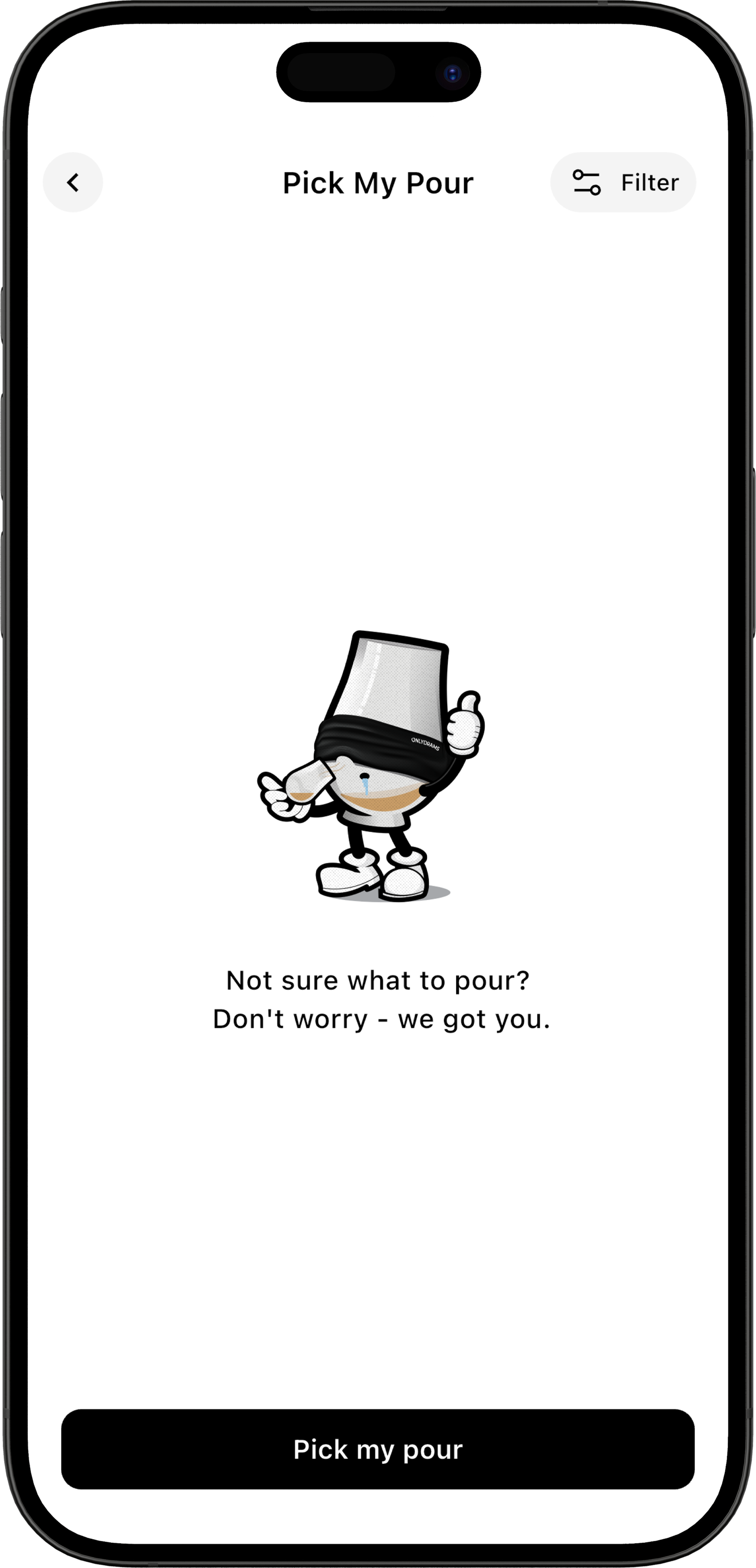 OnlyDrams Pick My Blind feature for blind tasting